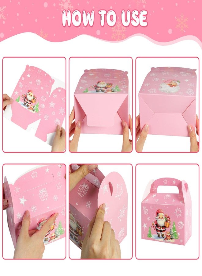 هواف مجموعة علب حلوى عيد الميلاد الوردية من HOWAF، 12 قطعة، علب هدايا سانتا كلوز مع مقبض، علب هدايا عيد الميلاد المجيد لتزيين حفلات عيد الميلاد الشتوية، علب ورقية وردية اللون لعطلات عيد الميلاد. - Image 3